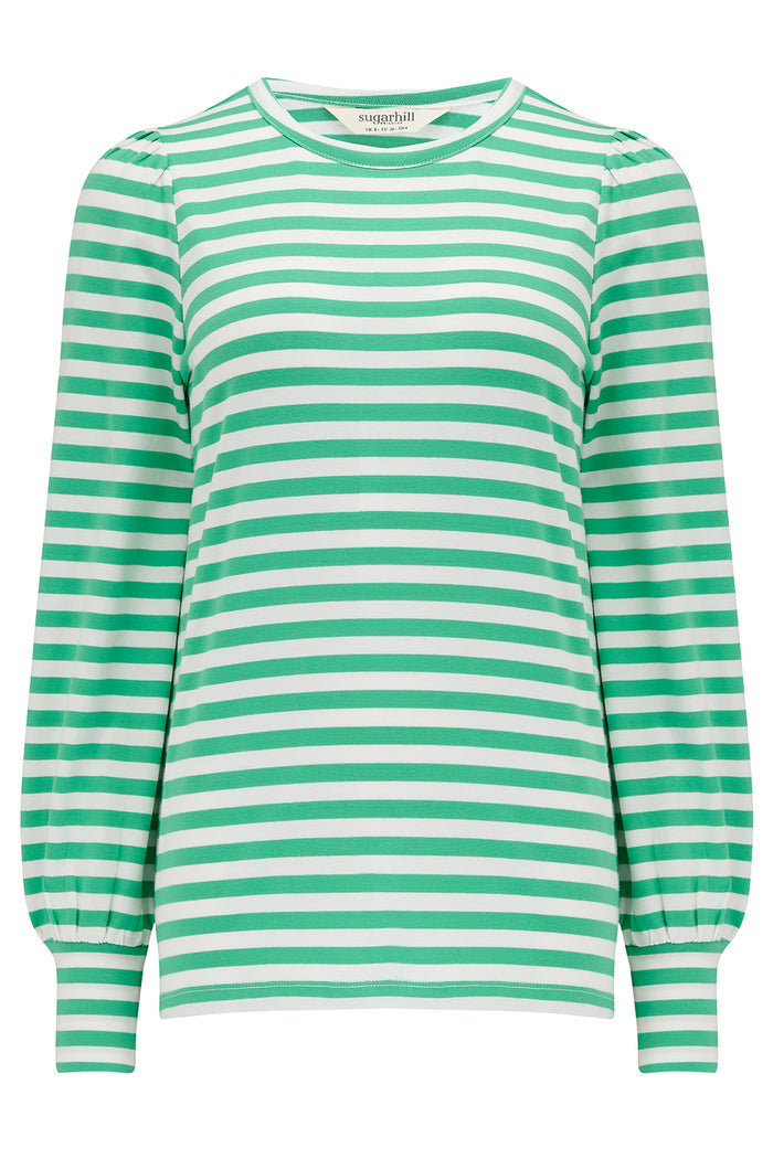 Griselda Jersey Top (Green/Off-White Stripe)