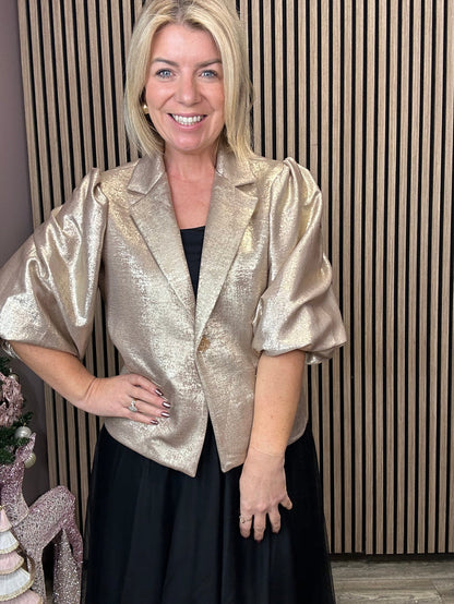 Gwen Puff Sleeve Blazer (Gold)