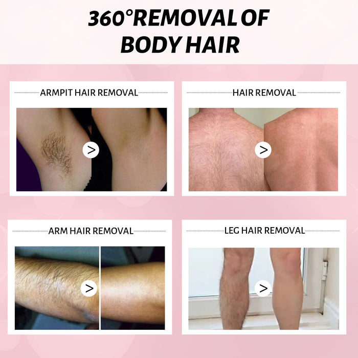 Depilatory spray shown as a personal care product with selectable 30 ml and 100 ml bottle sizes for home use.