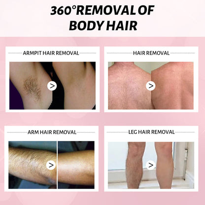 Depilatory spray shown as a personal care product with selectable 30 ml and 100 ml bottle sizes for home use.