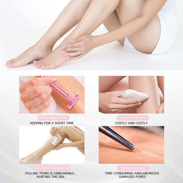 Hair removal spray bottle displayed with product packaging details for customers reviewing volume and pack choices.
