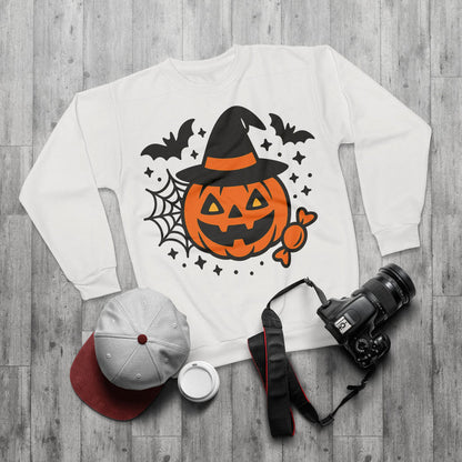 Halloween Pumpkin Sweatshirt – ribbed cuffs and collar close-up