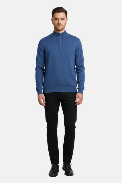Halron Dark Blue Half-Zip Pullover - Front