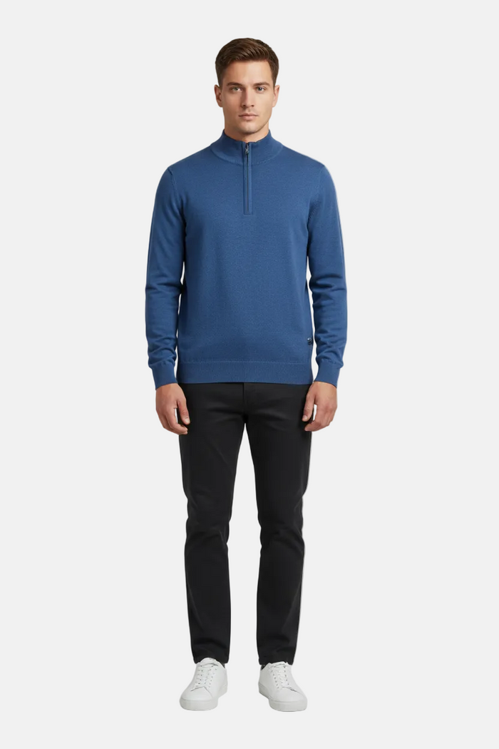 Halron Dark Blue Half-Zip Pullover - Styled