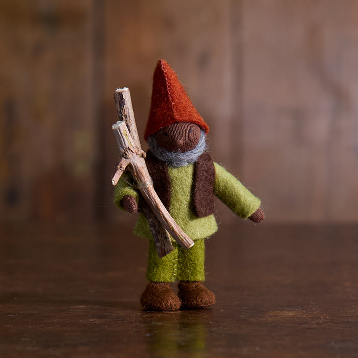 Handmade Wool Autumn Gnome Grandfather - Black