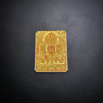 Handpainted Locket Thangka Amulet,Chenrezig,Avalokitesvara,Padmapani - Tibetan thangka painting, view 6