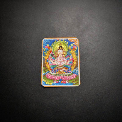 Handpainted Locket Thangka Amulet,Chenrezig,Avalokitesvara,Padmapani - Tibetan thangka painting, view 6