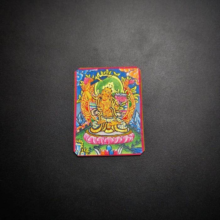 Handpainted Locket Thangka Amulet,Manjusri,Wisdom Buddha - Tibetan thangka painting, view 6