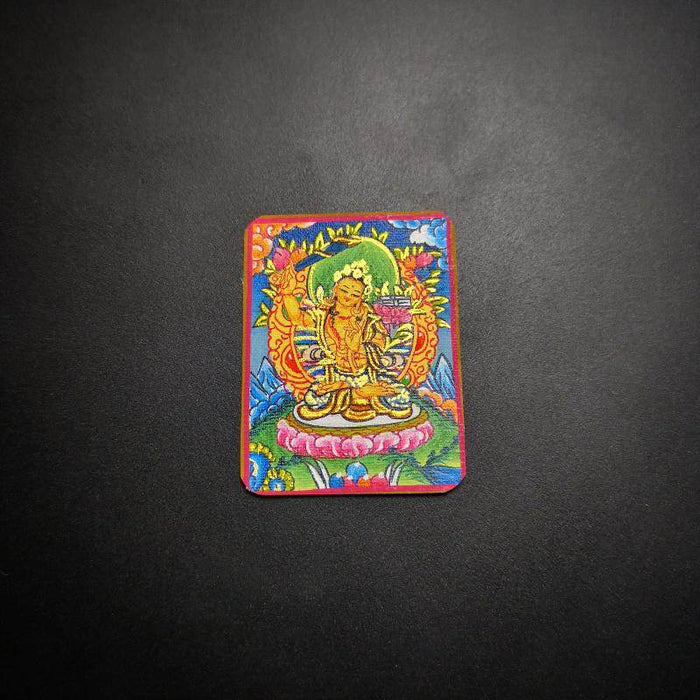 Handpainted Locket Thangka Amulet,Manjusri,Wisdom Buddha - Tibetan thangka painting, view 6