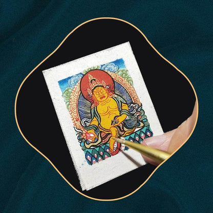 Handpainted Locket Thangka Amulet,Manjusri,Wisdom Buddha - Tibetan thangka painting, view 7