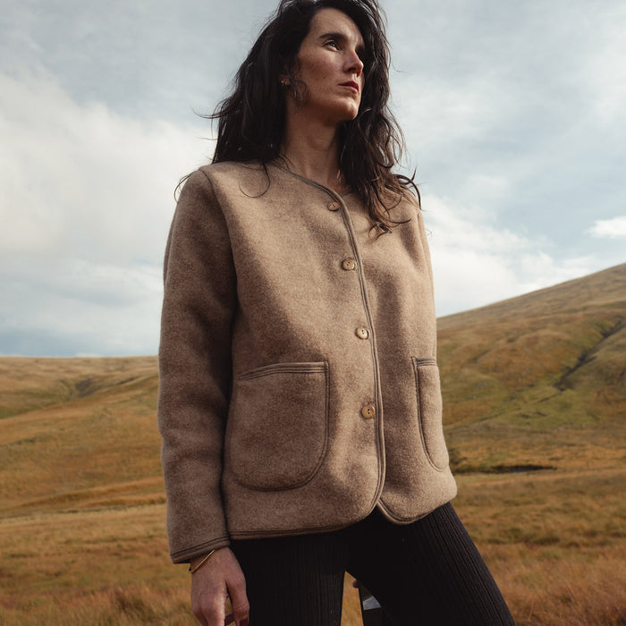 Harrier Women's Jacket - Merino Wool Fleece - Driftwood