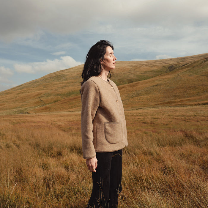 Harrier Women's Jacket - Merino Wool Fleece - Driftwood