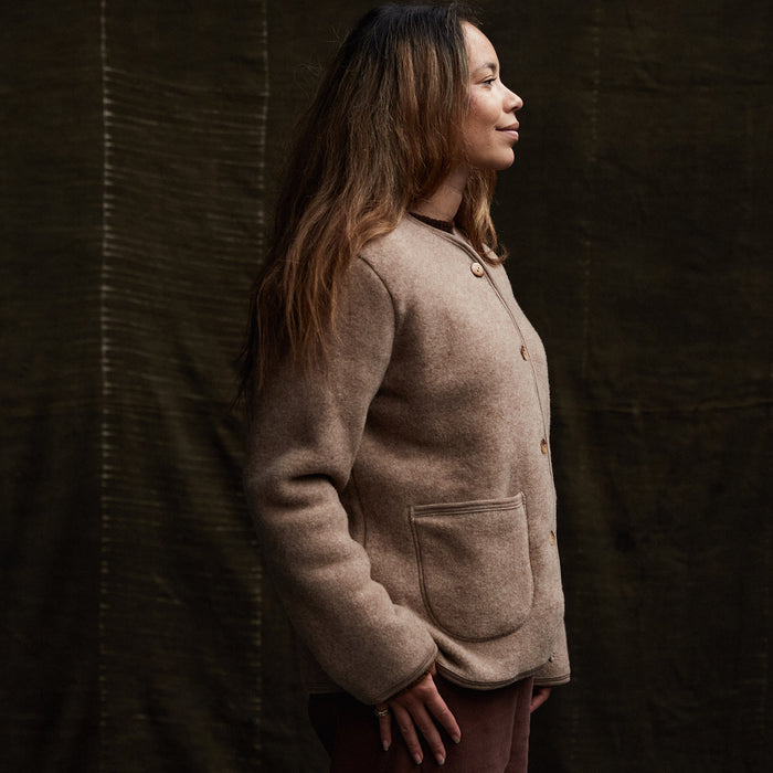 Harrier Women's Jacket - Merino Wool Fleece - Driftwood