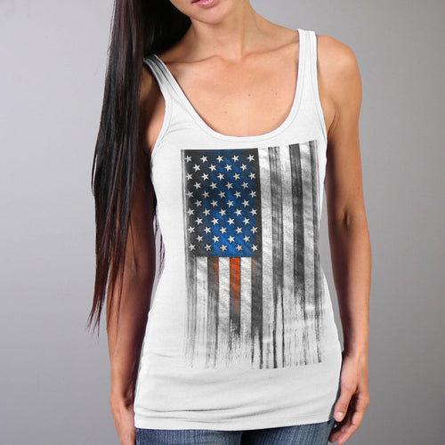 Heartbeat Flag Tank Top: Description
This form fitting Heartbeat Flag Ladies White Tank Top Features: our vintage like Heartb