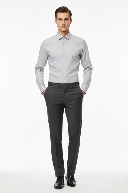 WAM DENIM Norvik Light Grey Shirt - Front View