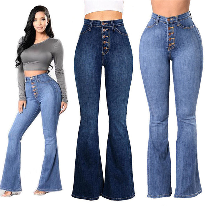 high waist stretch jeans distressed finish subtle whitening texture close view