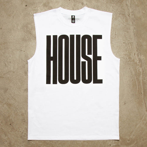 Higher House Front Print - Tank Tshirt - White