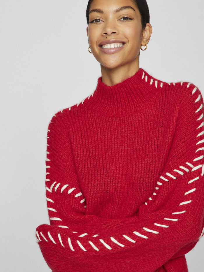 Hoca Turtle Neck Jumper (Cherry/White)