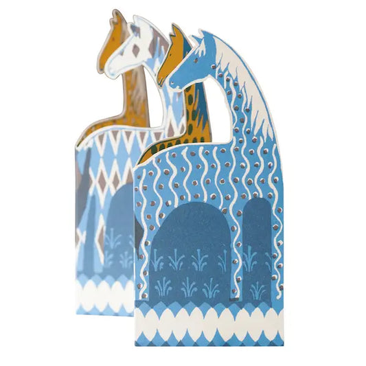 Horses concertina card shot against a white background.