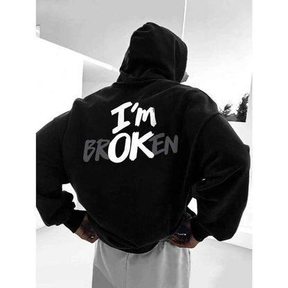 I'm OK" 3D Hoodie – Bold Black Streetwear Style
