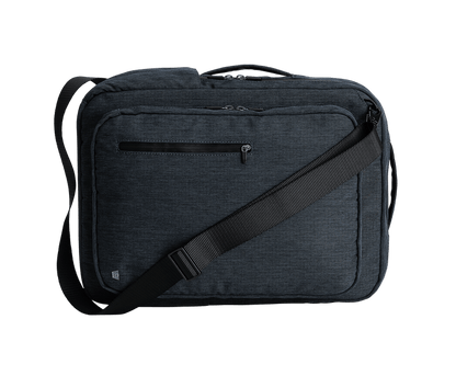 Navy Heather | Side view of Ion Convertible Backpack in Navy Heather