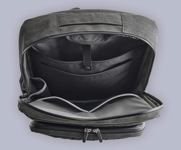 Inside empty view of Ion Convertible Backpack in Black Sky