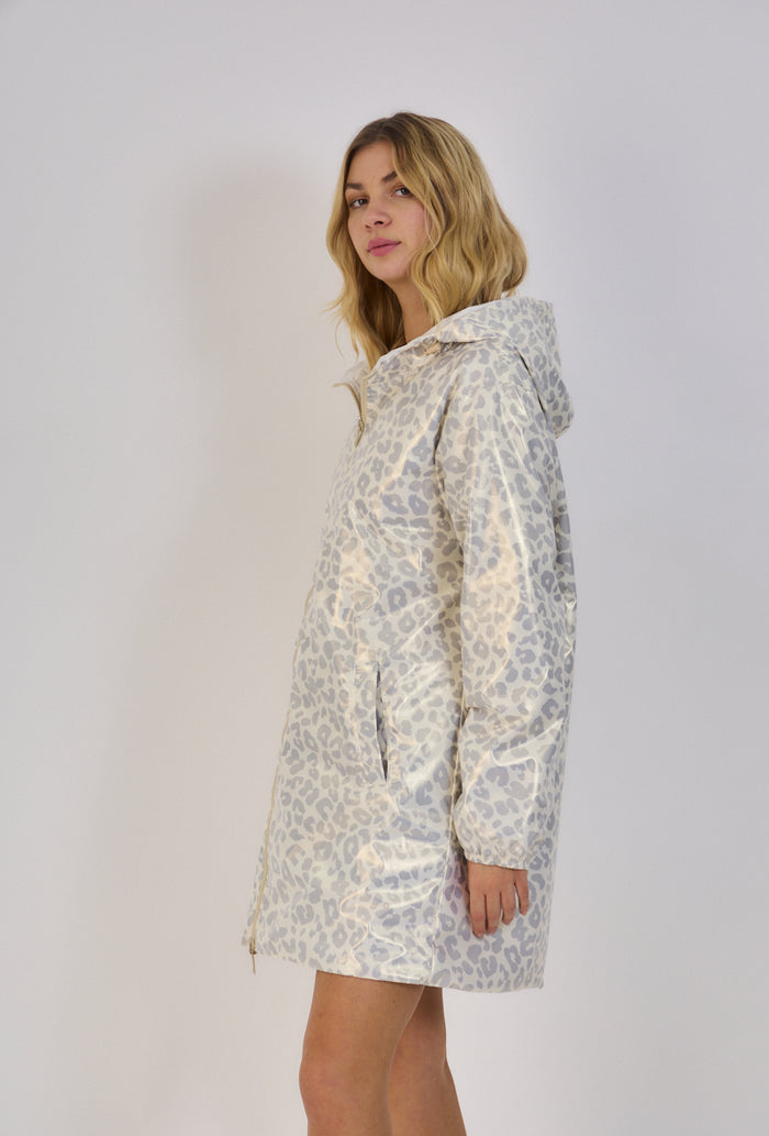 Iris Reversible Waterproof Parka (Beige/Leopard Print)