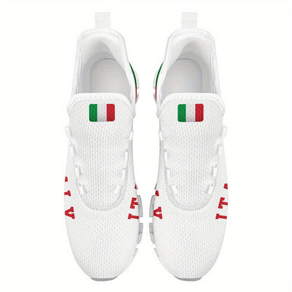Italy Flag Sneakers – low-top lace-up on-foot city walking scene