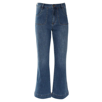 Janette Wide Leg Jeans (Mid Blue/Short)