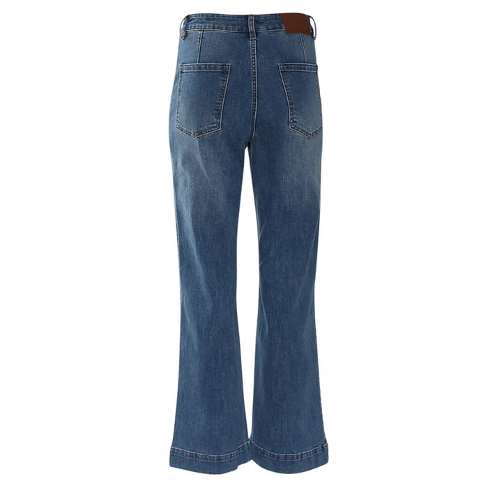 Janette Wide Leg Jeans (Mid Blue/Short)