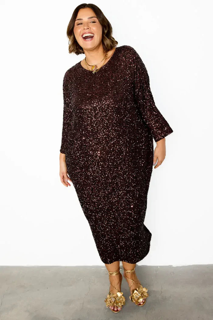 Jem Sequin Dress (Chocolate)