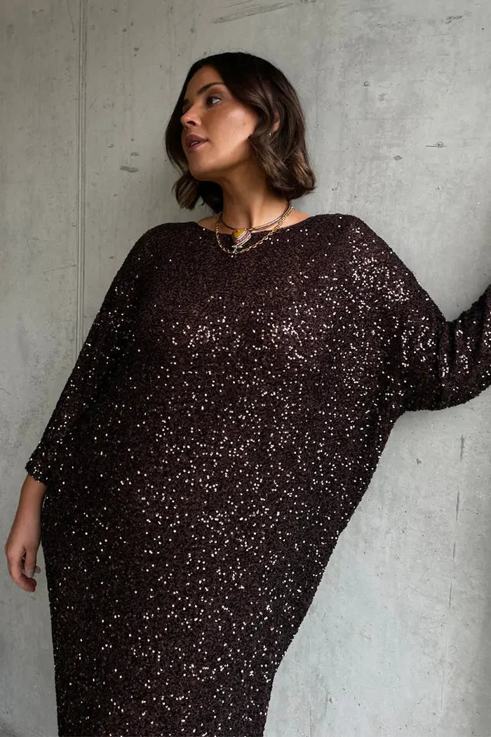 Jem Sequin Dress (Chocolate)