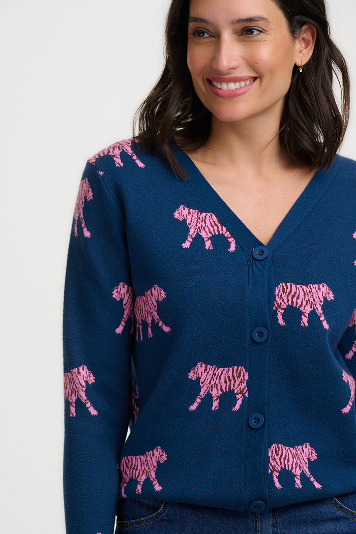 Jennifer Cardigan (Teal/Tiger)