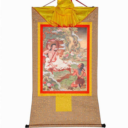 Jetsun Milarepa,Woodblock Thangka Art - Tibetan thangka painting, view 4