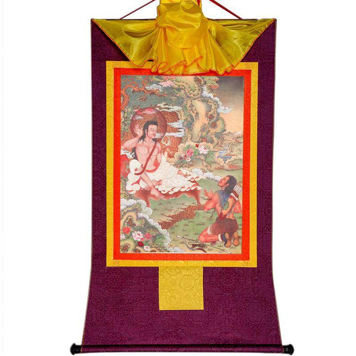 Jetsun Milarepa,Woodblock Thangka Art - Tibetan thangka painting, view 6