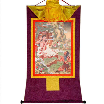 Jetsun Milarepa,Woodblock Thangka Art - Tibetan thangka painting, view 6