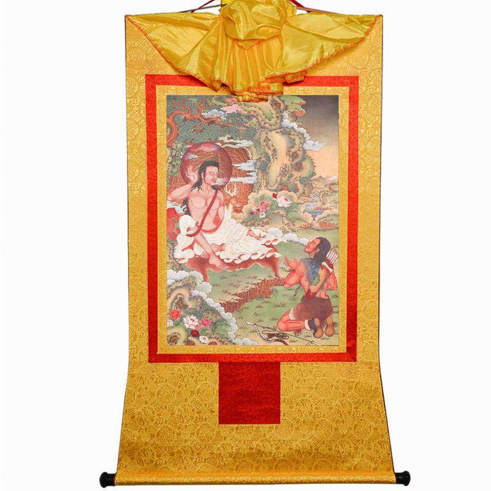 Jetsun Milarepa,Woodblock Thangka Art - Tibetan thangka painting, view 7