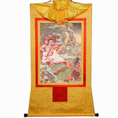 Jetsun Milarepa,Woodblock Thangka Art - Tibetan thangka painting, view 7