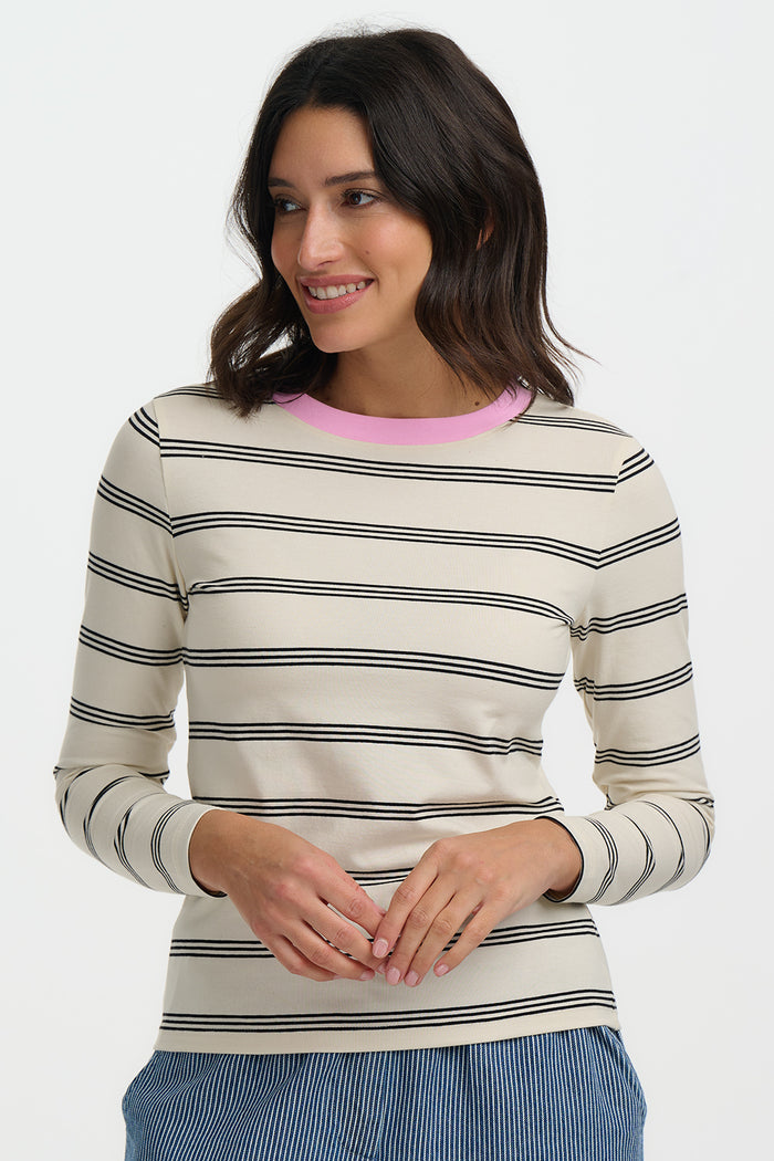 Josie Jersey Top (Off White/Black)