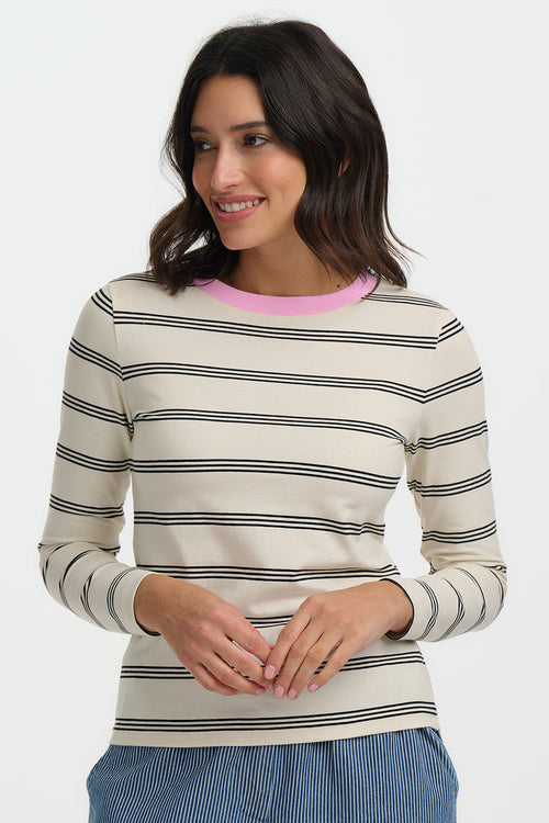 Josie Jersey Top (Off White/Black)