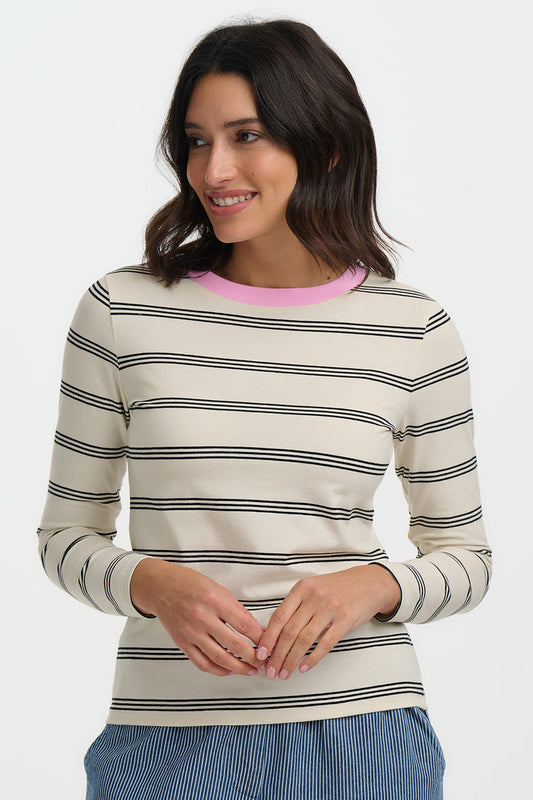 Josie Jersey Top (Off White/Black)