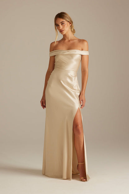 Kai Off the Shoulder Champagne Bridesmaid Dress_XS_