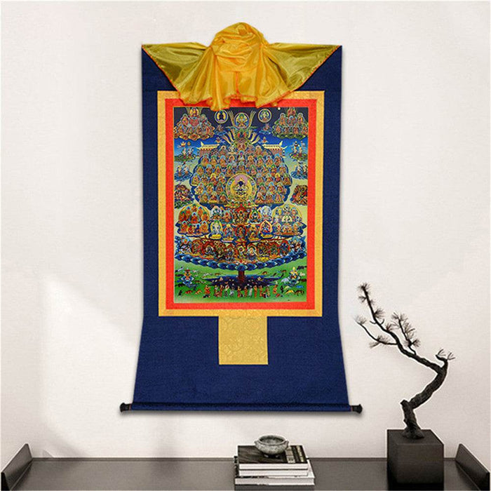 Karma Kagyu Refuge Tree - Tibetan thangka painting, detailed view