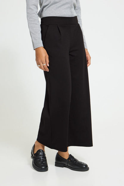 Kate Cropped Wide Leg Pants (Black)