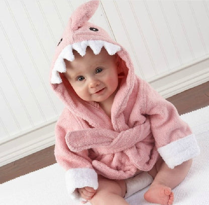 Kids animal hooded bathrobe fox design cotton toddler hooded bathrobe with belt, cozy quick-dry robe for home
