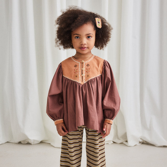 Kids Cotton Poplin Bettina Top - Mousse