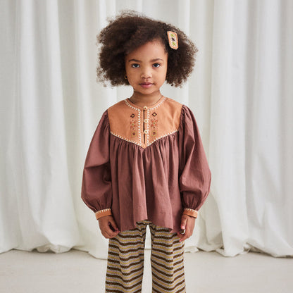 Kids Cotton Poplin Bettina Top - Mousse