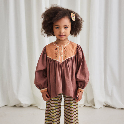 Kids Cotton Poplin Bettina Top - Mousse