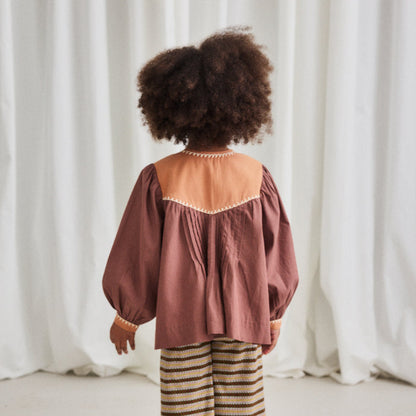 Kids Cotton Poplin Bettina Top - Mousse