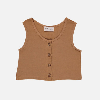 Kids Cotton Sleeveless Dille Top - Bone Brown